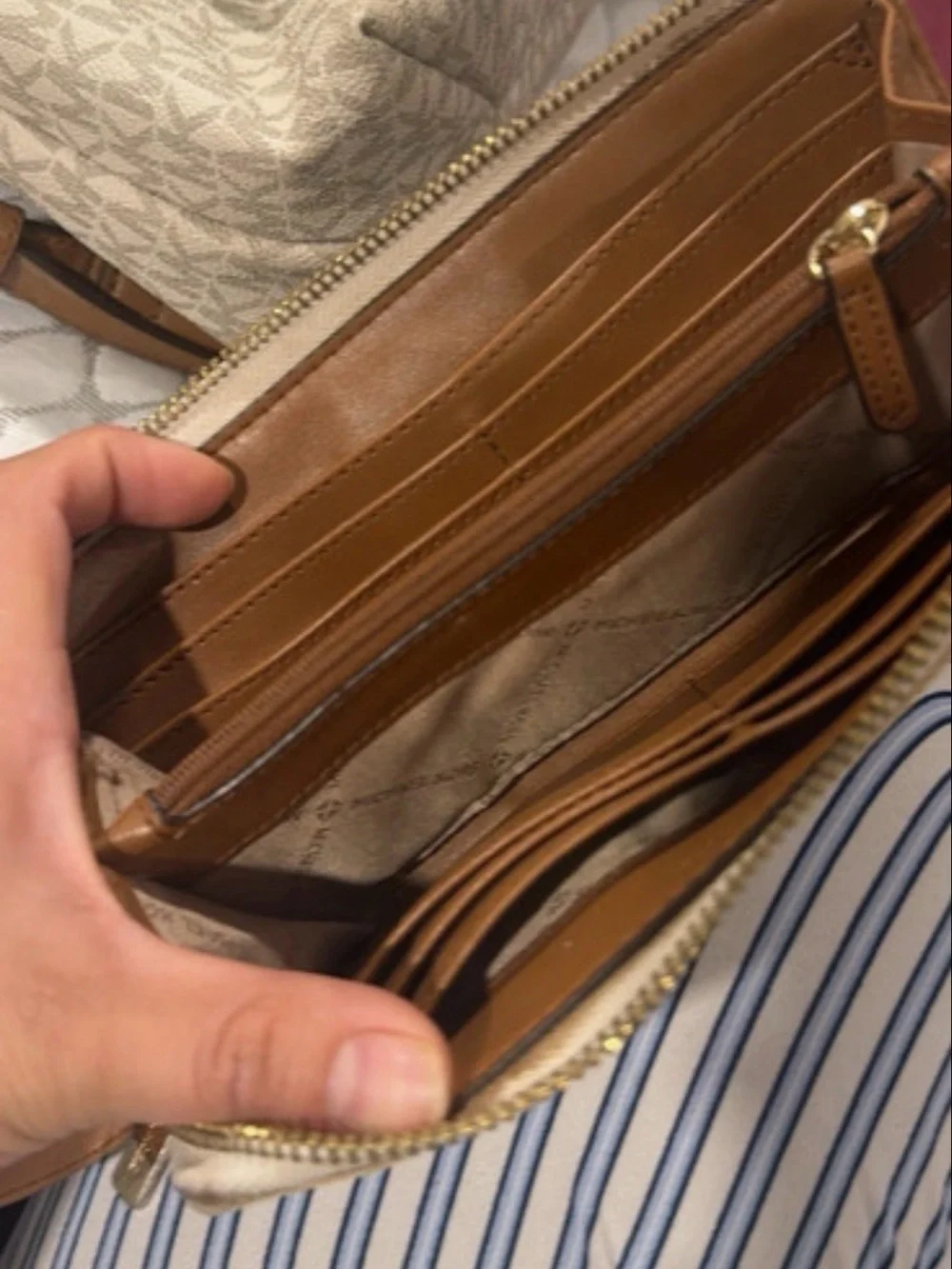 Michael Kors Cream and Tan Logo Crossbody Bag Trio with Wallet